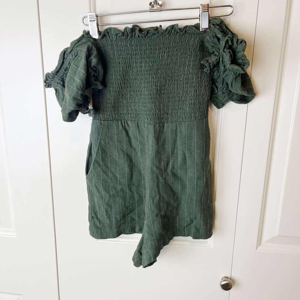 Tularosa Green Stripped Romper